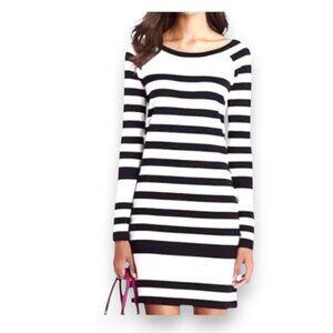 Diane von Furstenberg DVF Black & White Striped Silk Knit Dress Size L